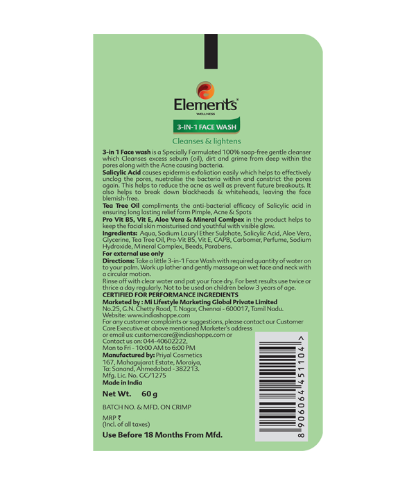 Elements Wellness 3-in-1 Face Wash (60g) - Image 2