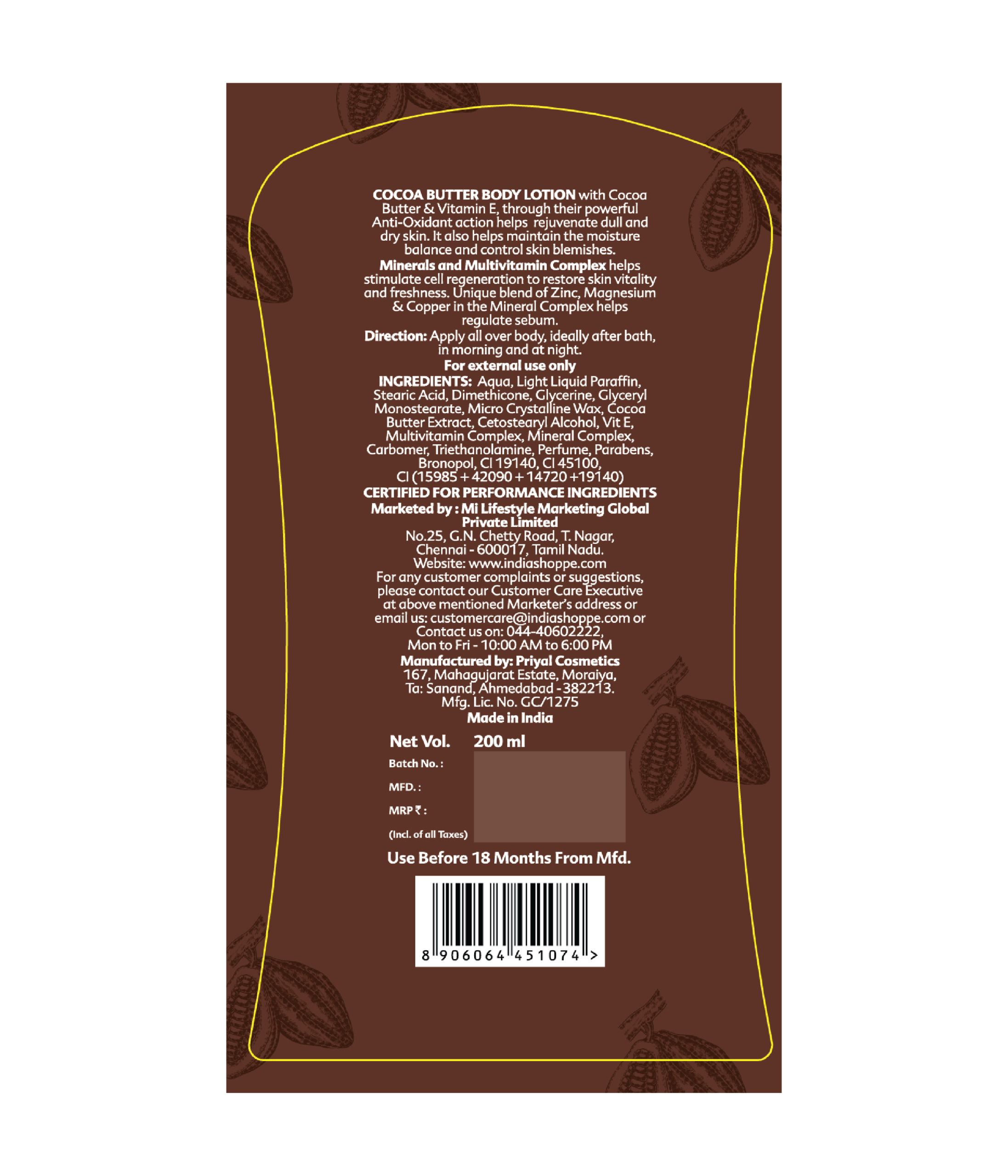 Elements Wellness Cocoa Butter Body Lotion (200ml) - Image 2