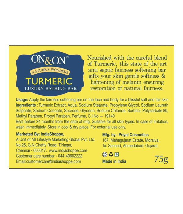 ON&ON Turmeric Luxury Bathing Bar (75g) - Image 2