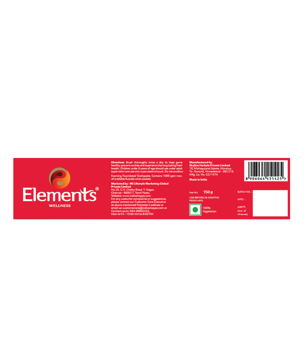 Elements Wellness Red Herbal Toothpaste (150g) - Image 2