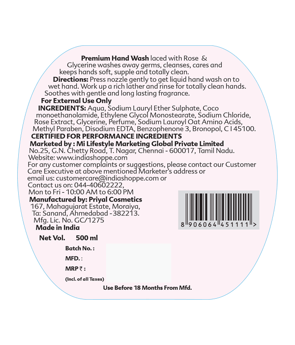 Elements Wellness Moisturising Hand Wash (500ml) - Image 2