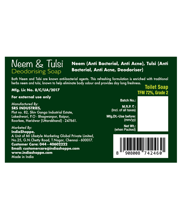 Neustar Neem & Tulsi Deodorising Soap (100g) - Image 2