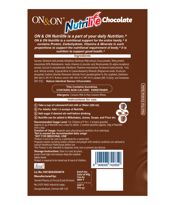 ON&ON Nutrilife Chocolate (750g) - Image 2